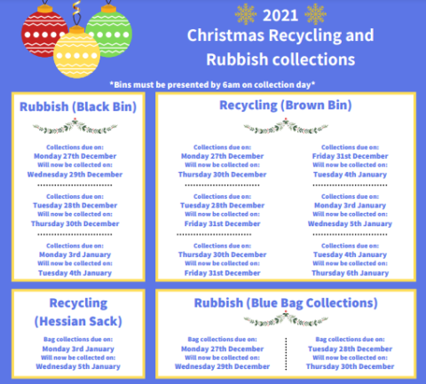 Christmas Recycling And Rubbish Collections 480x433